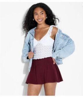 Wild fable maroon Brown Y2K coquette pull on comfy mini skirt skort S